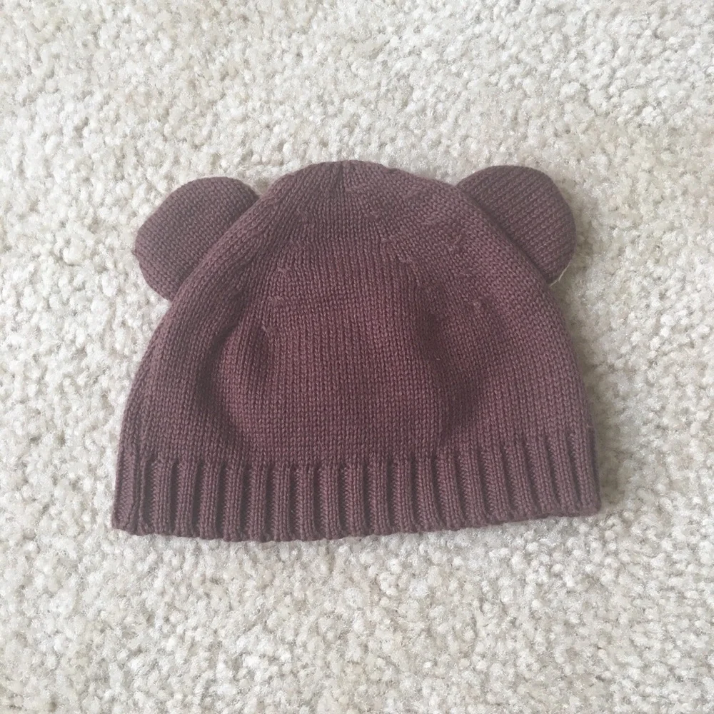 Bear Brown Knit Hat With Ears 0-6 Months